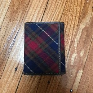 NWOT TOMMY HILFIGER RED PLAID/BROWN TRIFOLD WALLET